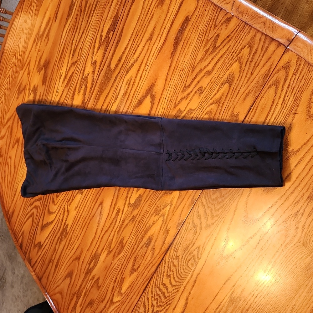 Lysse' High Waist Faux Suede Legging with Braided Detail on legs
